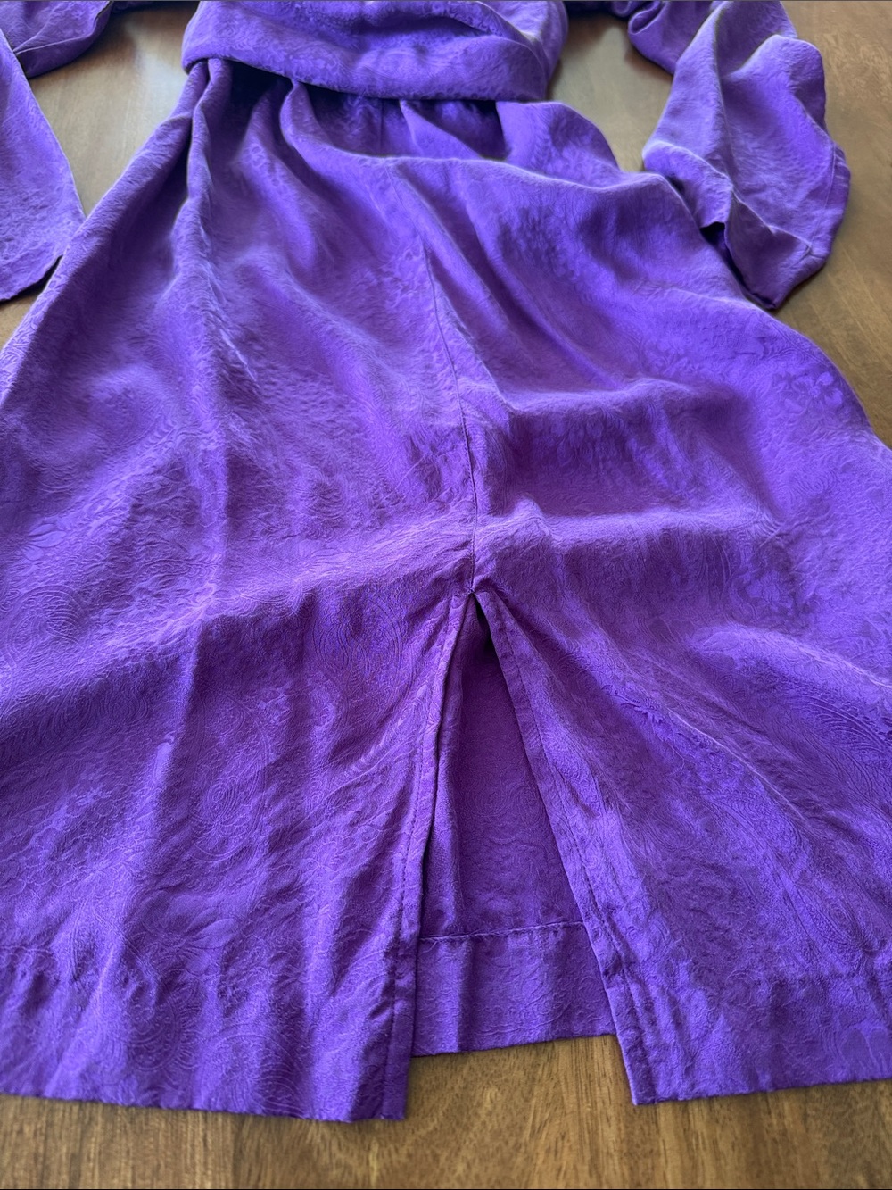 Vintage Silk Purple Long Sleeve Wrap Dress - Picture 5 of 7